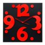 Raised Number Wall Clock – Black & Red